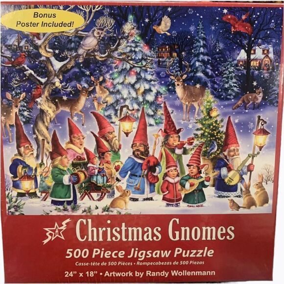 Christmas gnomes jigsaw puzzle vermont christmas company randy wollenmann 500 pc - Picture 1 of 10